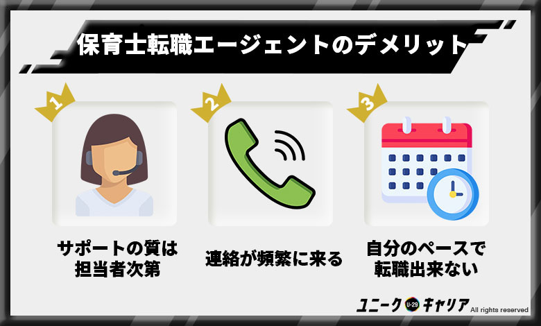 保育士転職エージェント　おすすめ
デメリット